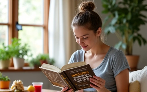 Άτομο που διαβάζει βιβλία διατροφής σε ένα ήσυχο περιβάλλον